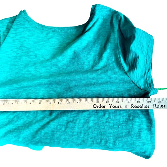 Soft Surroundings Floral Applique Tee Top Oversized Cotton Green Large - Picture 5 of 5